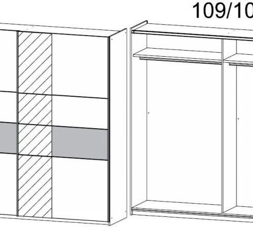 Korbach 2 door Sliding Robe in White & Grey - 218 cm wide