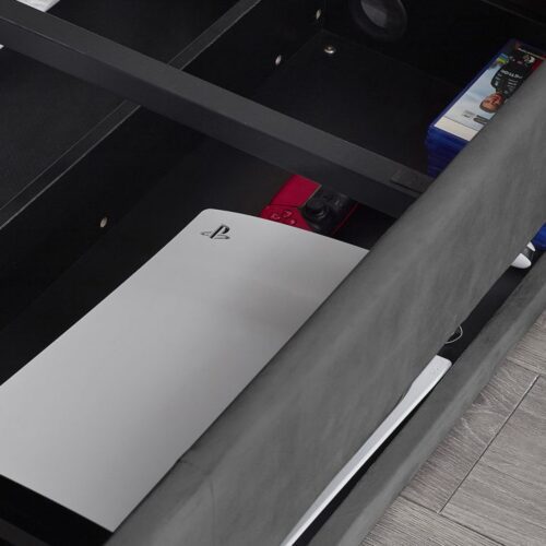 Clara King Size Side Lift Ottoman TV Bed - Dark Grey