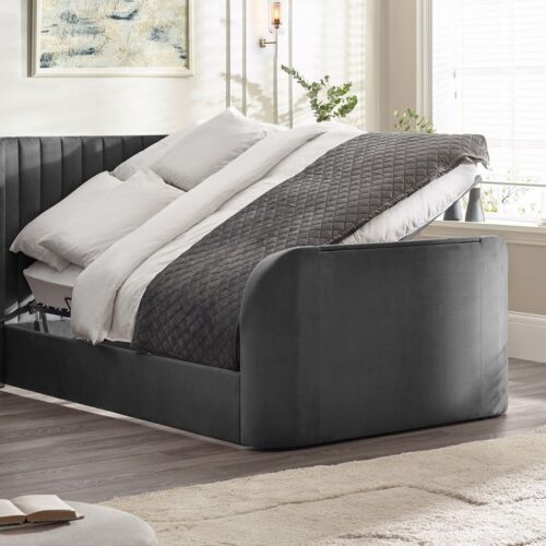 Clara King Size Side Lift Ottoman TV Bed - Dark Grey