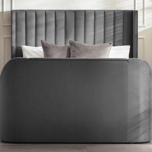 Clara King Size Side Lift Ottoman TV Bed - Dark Grey