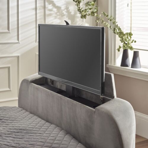 Clara King Size Side Lift Ottoman Tv Bed - Light Grey
