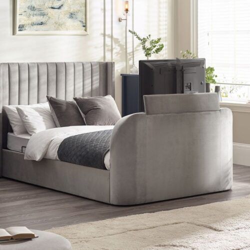 Clara King Size Side Lift Ottoman Tv Bed - Light Grey