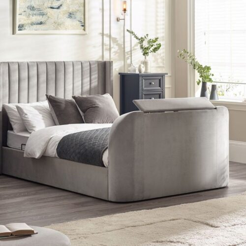 Clara King Size Side Lift Ottoman Tv Bed - Light Grey