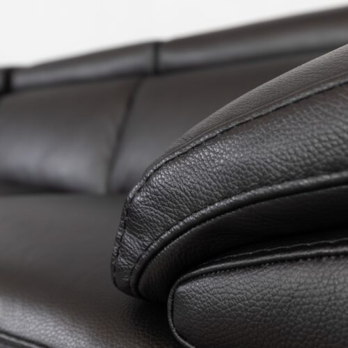 Da Vinci Italian Corner Suite with Left Hand Chaise in Black Leather
