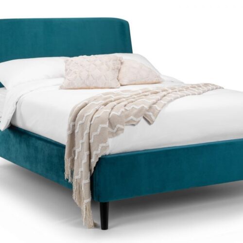 Frida King Size Curved Velvet Bed - Teal