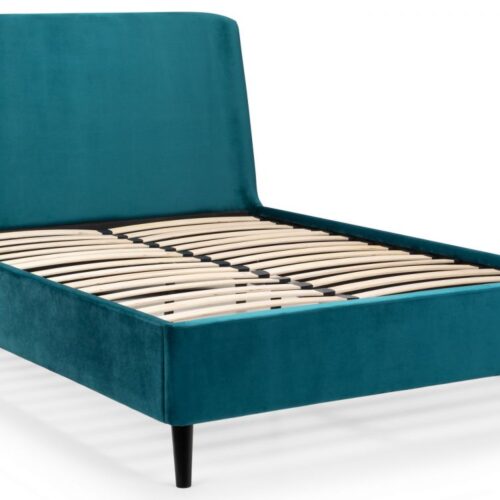 Frida King Size Curved Velvet Bed - Teal