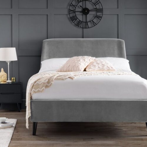 Frida King Size Curved Velvet Bed - Grey