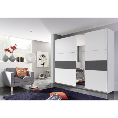 Korbach 2 door Sliding Robe in White & Grey - 218 cm wide