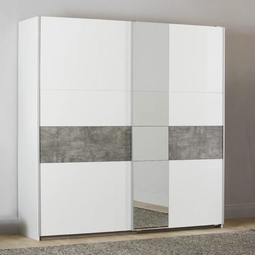 Korbach 2 door Sliding Robe in White & Grey - 218 cm wide