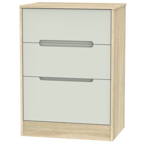 Monaco 3 Drawer Deep Midi Chest In Kaschmir Matt and Bardolino