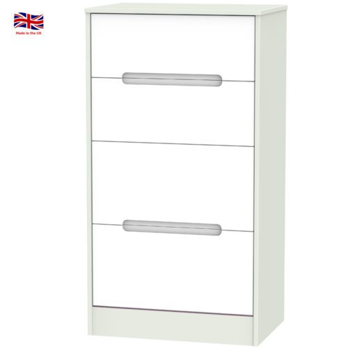 Monaco 4 Drawer Deep Midi Chest In White Matt and Kaschmir