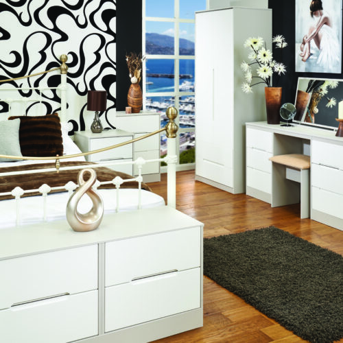 Monaco 4 Drawer Deep Midi Chest In White Matt and Kaschmir