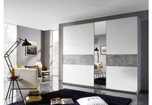 Korbach 2 door Sliding Robe in White & Grey - 218 cm wide